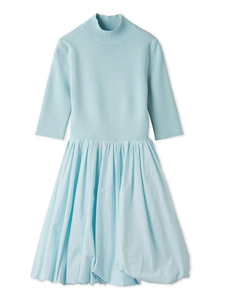 Balloon Docking Mini Knit Dress in Light Blue, Luxury Women's Dresses at SNIDEL USA