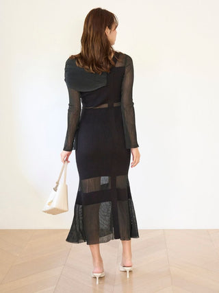 Sheer Blocking One-shoulder Dress