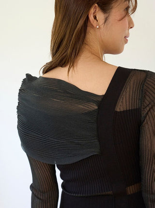 Sheer Blocking One-shoulder Dress