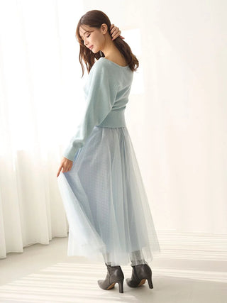 Tulle skirt set with cardigan
