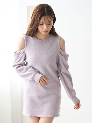 See-through shoulder knit dress