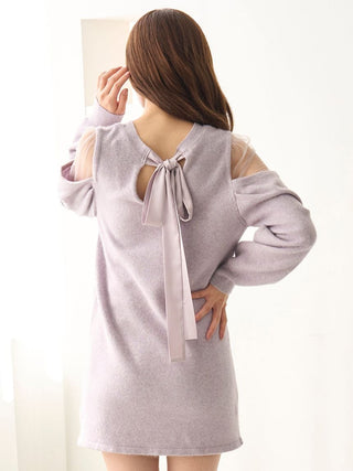 See-through shoulder knit dress
