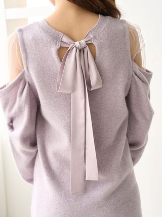 See-through shoulder knit dress