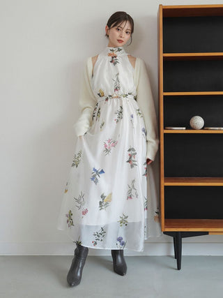 Sustainable Flower Motif Dress × Bolero Set
