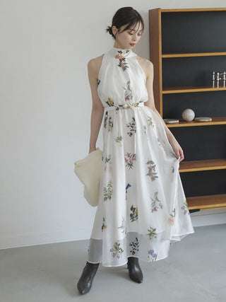 Sustainable Flower Motif Dress × Bolero Set