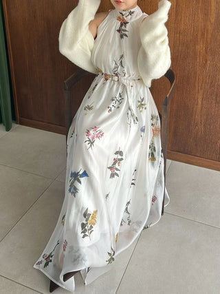 Sustainable Flower Motif Dress × Bolero Set