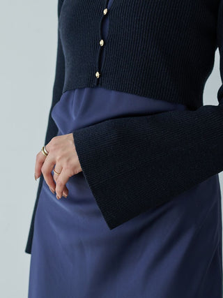 Satin Cami Dress and Knit Cardigan Set