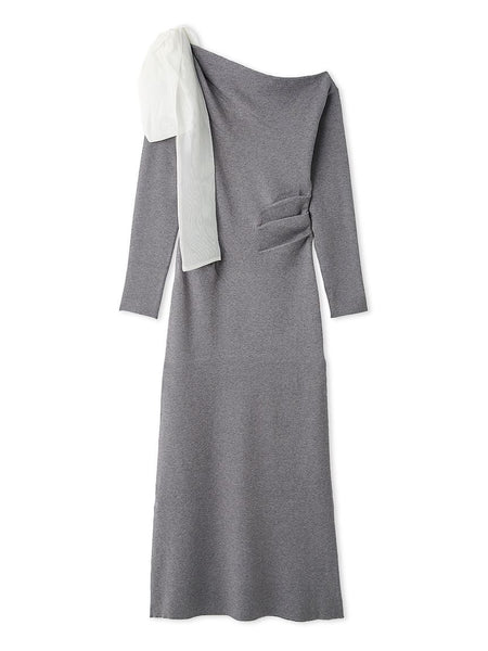 Shoulder Ribbon Knit Dress – SNIDEL