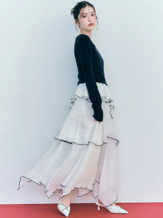 Sheer Asymmetric Hem Knit Combo Dress