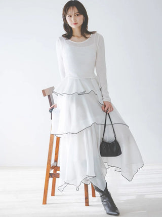 Sheer Asymmetric Hem Knit Combo Dress