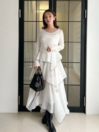 Sheer Asymmetric Hem Knit Combo Dress