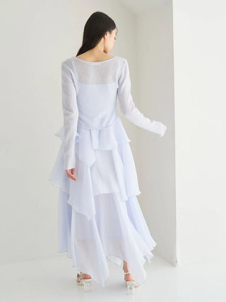 Sheer Asymmetric Hem Knit Combo Dress