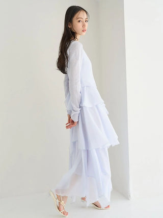 Sheer Asymmetric Hem Knit Combo Dress 1(MEDIUM) / LIGHT BLUE