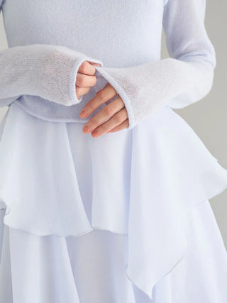 Sheer Asymmetric Hem Knit Combo Dress