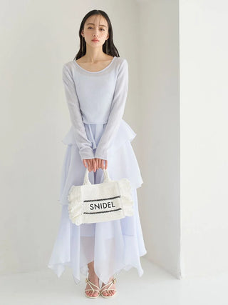 Sheer Asymmetric Hem Knit Combo Dress