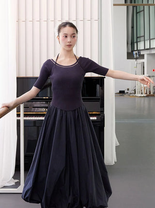 【Chacott】Knit Balloon Dress