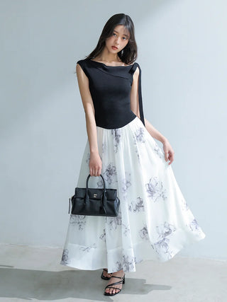 Ribbon Detail Knit Combo Dress