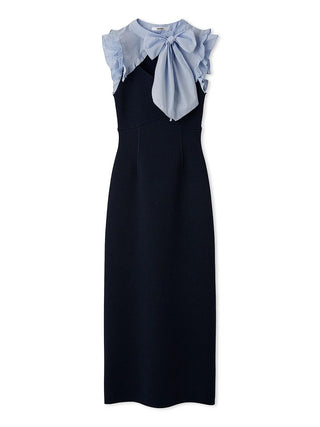 Bow-Tie Layered Knit Midi Dress