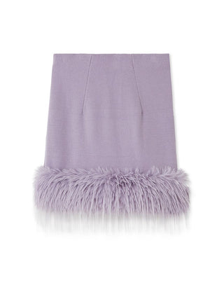 lavander color Fur Hem Knit Skirt