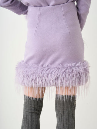 lavander Fur Hem Knit Skirt Back View