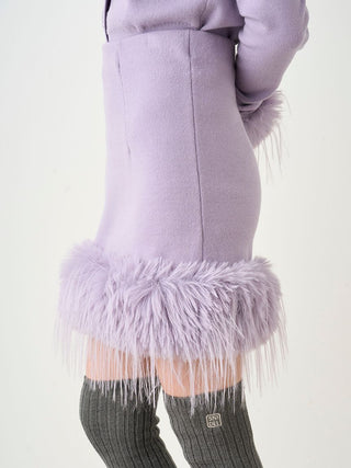 lavander Fur Hem Knit Skirt Side View