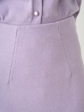 lavander Fur Hem Knit Skirt Close up Side View