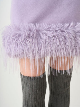 lavander Fur Hem Knit Skirt Close up