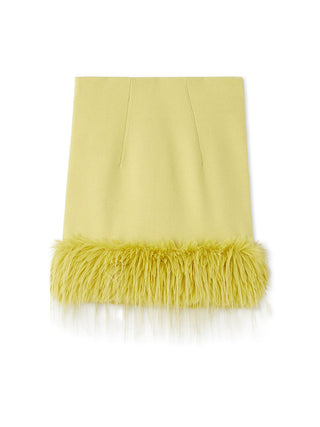 Yellow Fur Hem Knit Skirt