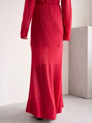 Sheer Knit Mohair Maxi Skirt in Red, Premium Fashionable Women's Skirts & Skorts at SNIDEL USA