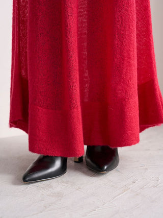 Sheer Knit Mohair Maxi Skirt in Red, Premium Fashionable Women's Skirts & Skorts at SNIDEL USA