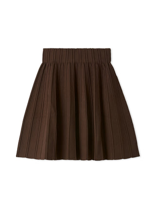 Pleated Knit Mini Skirt in Brown, Premium Fashionable Women's Skirts & Skorts at SNIDEL USA