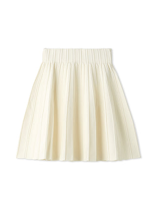 Pleated Knit Mini Skirt in Ivory, Premium Fashionable Women's Skirts & Skorts at SNIDEL USA