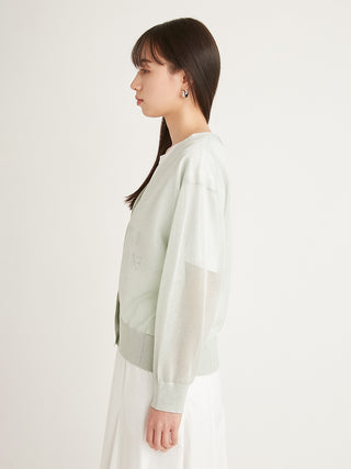 Sheer Copped Cardigan in mint, A Premium, Fashionable, and Trendy Women's Tops at SNIDEL USA