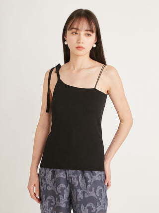  Cup in Rib Knit Cami Tops in black, A Premium, Fashionable, and Trendy Women's Tops at SNIDEL USA