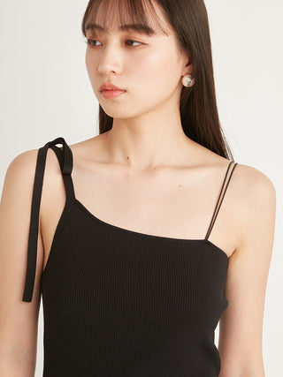  Cup in Rib Knit Cami Tops in black, A Premium, Fashionable, and Trendy Women's Tops at SNIDEL USA