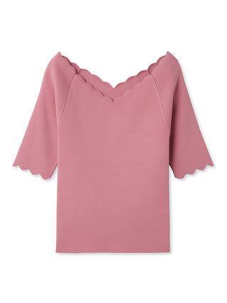  Sustainable Scallop Knit Tops in pink, A Premium, Fashionable, and Trendy Women's Tops at SNIDEL USA