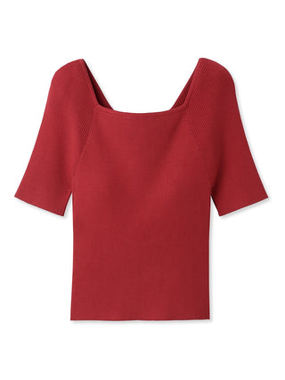 Sustainable Ribbon Backless Knit Tops in red, A Premium, Fashionable, and Trendy Women's Tops at SNIDEL USA