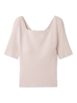 Sustainable Ribbon Backless Knit Tops in light pink, A Premium, Fashionable, and Trendy Women's Tops at SNIDEL USA