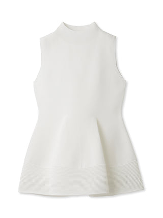 Sustainable Sleeveless Peplum Knit Blouse in white, A Premium, Fashionable, and Trendy Women's Tops at SNIDEL USA