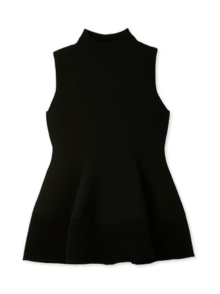 Sustainable Sleeveless Peplum Knit Blouse in black, A Premium, Fashionable, and Trendy Women's Tops at SNIDEL USA
