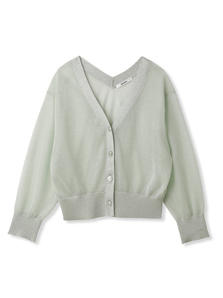  Crop Top Sheer Button Up Cardigan in mint, A Premium, Fashionable, and Trendy Women's Tops at SNIDEL USA