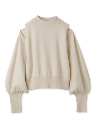 Cold Shoulder Knit Pullover in ivory, Premium Women's Knitwear at SNIDEL USA
