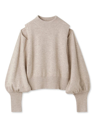 Cold Shoulder Knit Pullover in beige, Premium Women's Knitwear at SNIDEL USA
