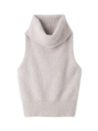 Fur Sleeveless Turtle Tops in light grey, Premium Fashionable Women's Tops Collection at SNIDEL USA
