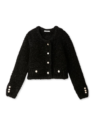  Lame Tweed Button Up Cardigan in black, Premium Women's Knitwear at SNIDEL USA