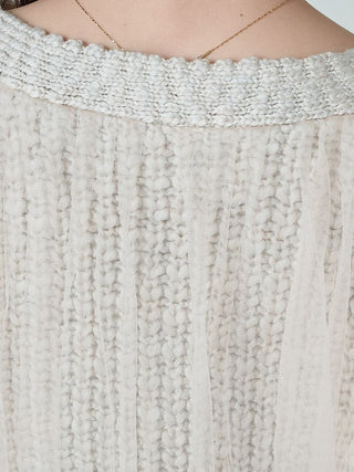 Cozy Cable-Knit Tulle Puff Sleeve Cardigan
