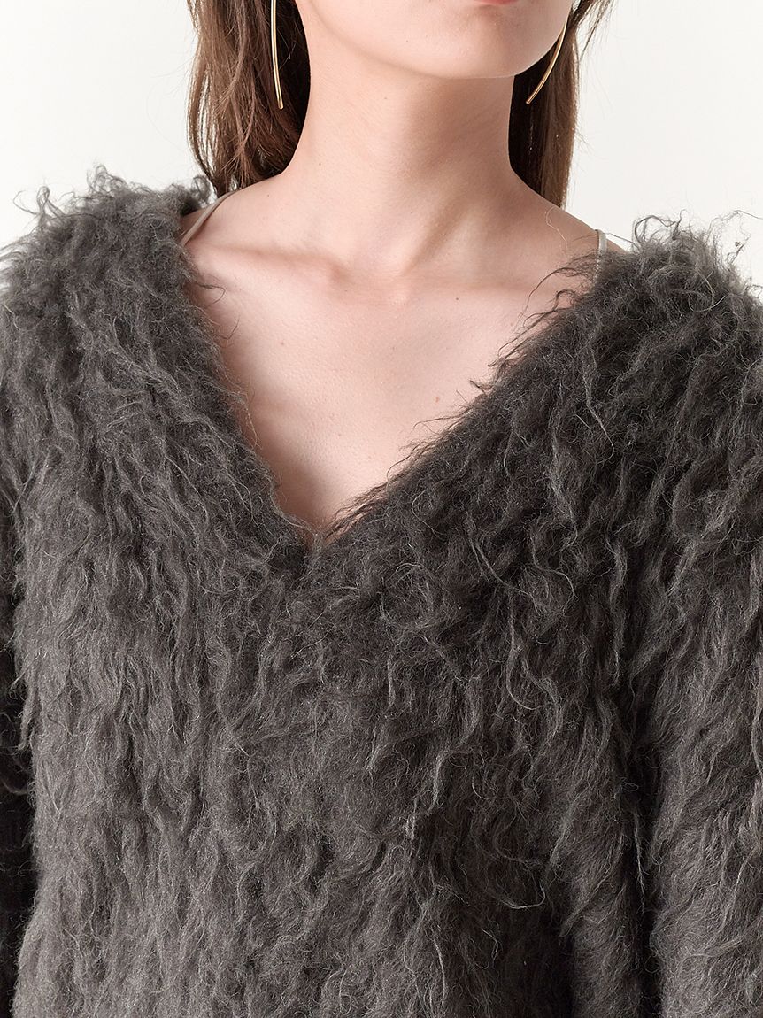 Grey shaggy hot sale knit cardigan