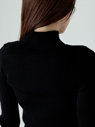 Basic high neck rib pullover in Black, Premium Fashionable Women's Tops Collection at SNIDEL USA