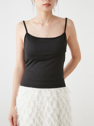Open Back Sheer Two-in-One Stylish Layering Top in black, Premium Fashionable Women's Tops Collection at SNIDEL USA.