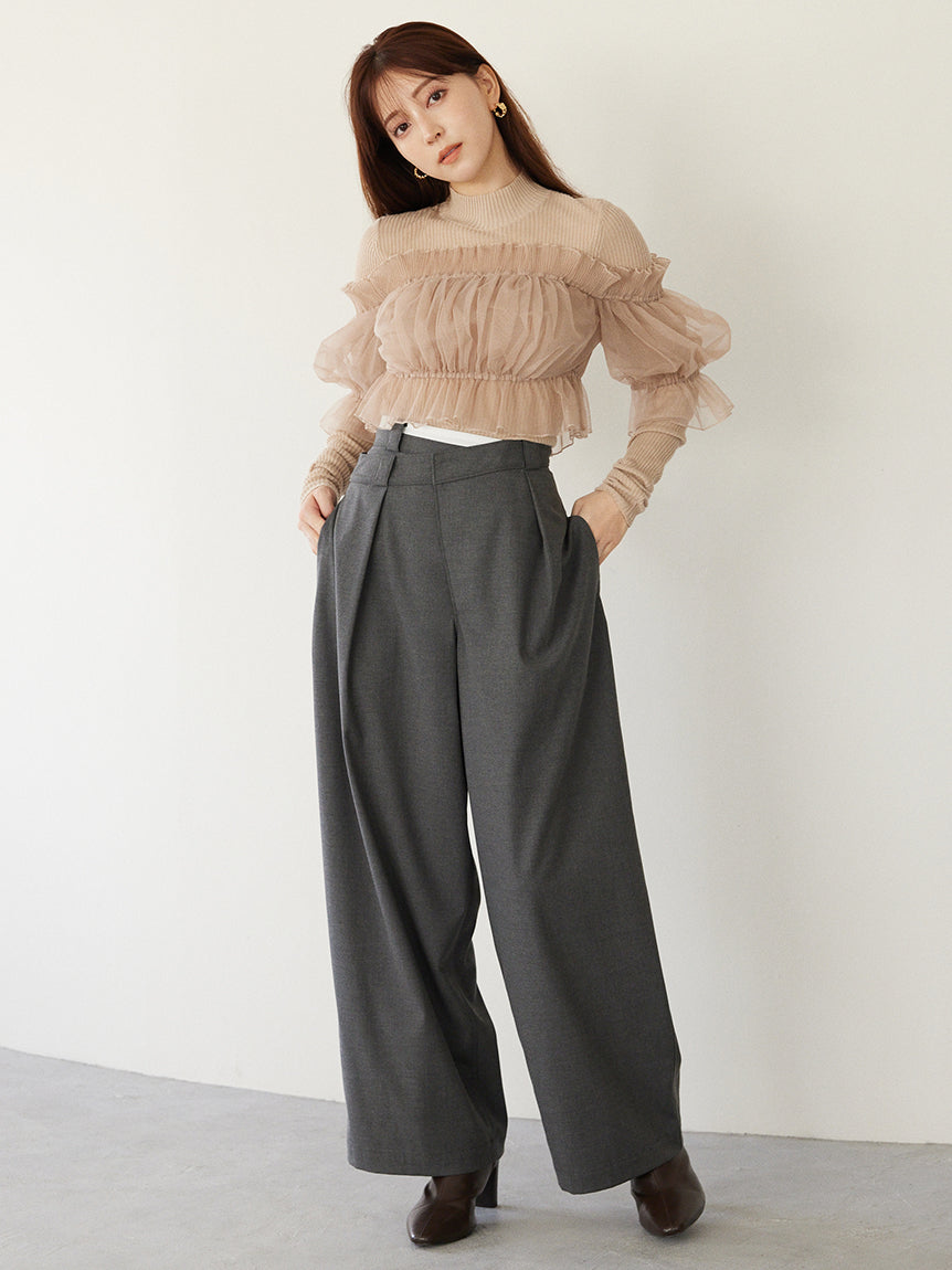 Tulle Docking Knit Pullover